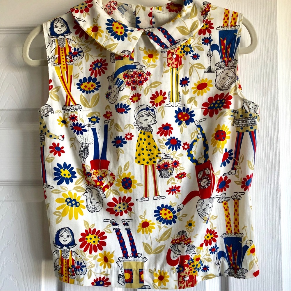 Vintage garden girl top Small